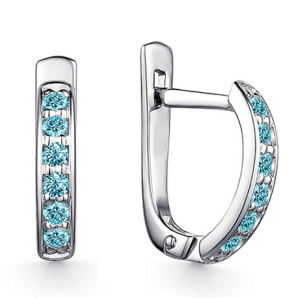 Серьги с английским замком из серебра с фианитом