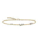 Браслет декоративный из желтого золота с фианитом, плетение якорное