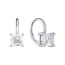 Серьги с английским замком из серебра с фианитами