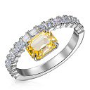 Кольцо из белого золота с бриллиантами, сапфиром