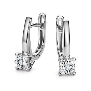 Серьги с английским замком из белого золота с бриллиантами