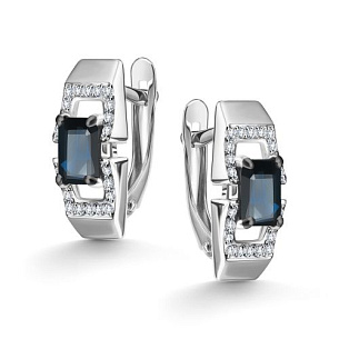 Серьги с английским замком из белого золота с бриллиантом