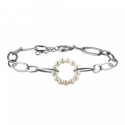 Браслет декоративный из серебра с жемчугом