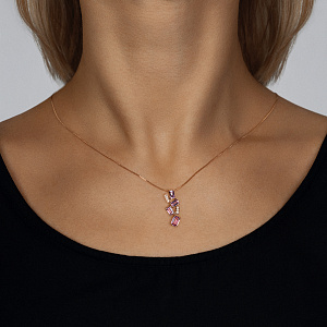 Подвеска из красного золота с бриллиантами, сапфиром