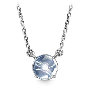 Колье из белого золота с бриллиантом, топазом, плетение якорное