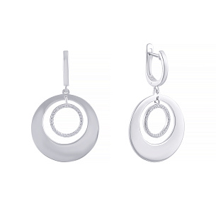 Серьги с английским замком из серебра с фианитом