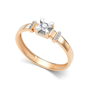 Кольцо из красного золота с бриллиантами