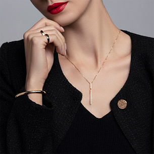 Колье из желтого золота с фианитом