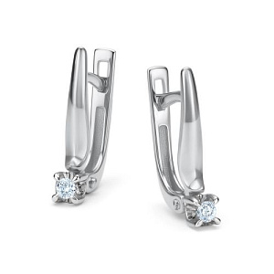 Серьги с английским замком из белого золота