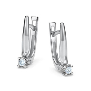 Серьги с английским замком из белого золота