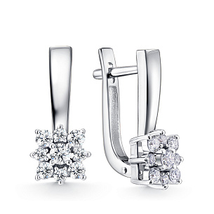Серьги из белого золота с бриллиантом