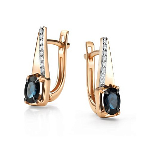 Серьги с английским замком из красного золота с бриллиантами