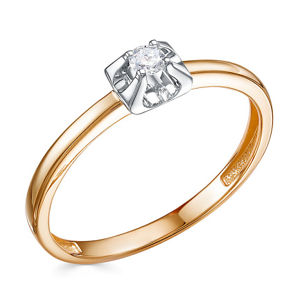 Кольцо из красного золота с бриллиантом