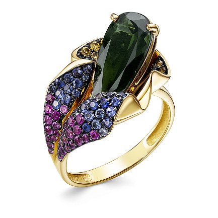 Кольцо из желтого золота с сапфирами