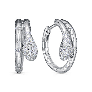 Серьги с английским замком из серебра с фианитом