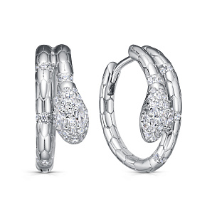 Серьги с английским замком из серебра с фианитом