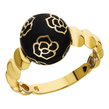 Кольцо из желтого золота с эмалью