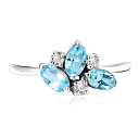 Кольцо из белого золота с топазом, фианитом