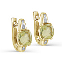 Серьги с английским замком из желтого золота с бриллиантами