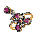 Кольцо из желтого золота с бриллиантами, рубином