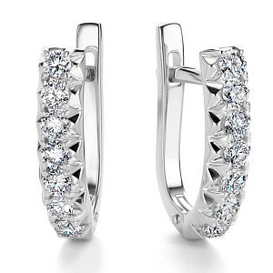 Серьги с английским замком из белого золота с бриллиантами