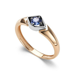 Кольцо из красного золота с танзанитом