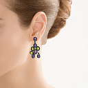 Серьги из белого золота с бриллиантами, аметистами