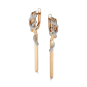 Серьги с английским замком из красного золота с бриллиантами