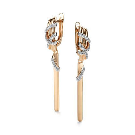 Серьги с английским замком из красного золота с бриллиантами