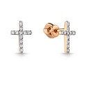 Пусеты из красного золота с фианитом