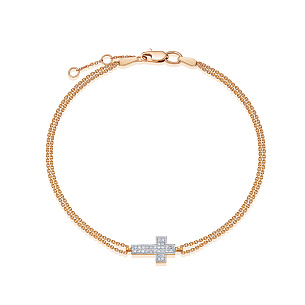 Браслет из красного золота с бриллиантом