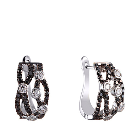 Серьги с английским замком из белого золота с бриллиантами
