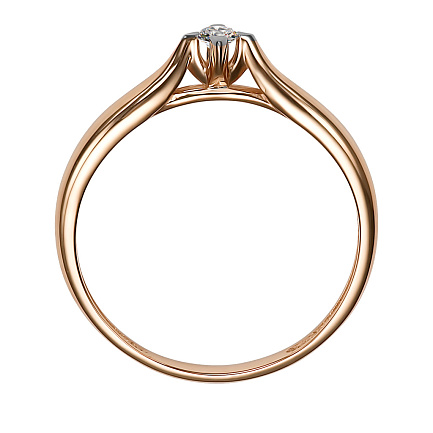 Кольцо из красного золота с бриллиантом