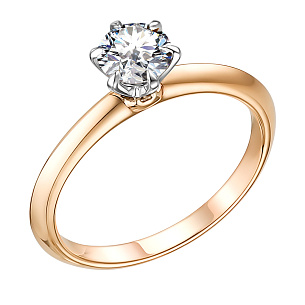 Кольцо из красного золота с бриллиантом