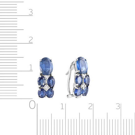 Серьги из белого золота с бриллиантами, сапфирами