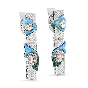 Серьги с английским замком из белого золота с бриллиантами