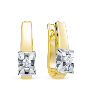 Серьги из желтого золота с бриллиантами