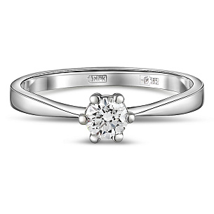 Кольцо из белого золота с бриллиантом