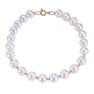 Браслет декоративный из красного золота с жемчугом