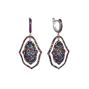 Серьги с английским замком из серебра с фианитом