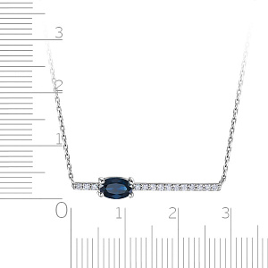 Колье из белого золота с бриллиантами, сапфиром, плетение якорное