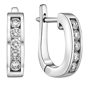 Серьги с английским замком из белого золота с бриллиантами