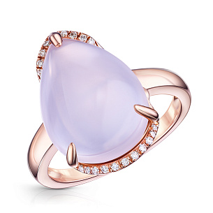 Кольцо из красного золота с кварцем