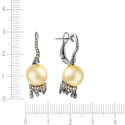 Серьги из золота с бриллиантами, жемчугом