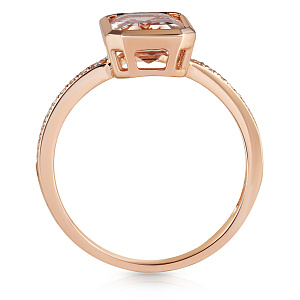 Кольцо из красного золота с бриллиантами, морганитом