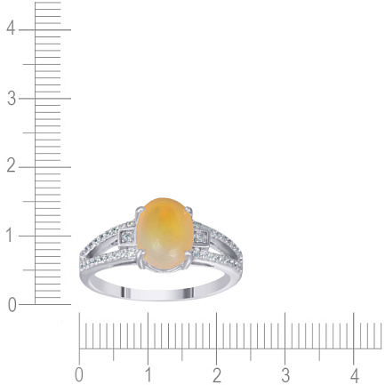 Кольцо из серебра с опалом, фианитом