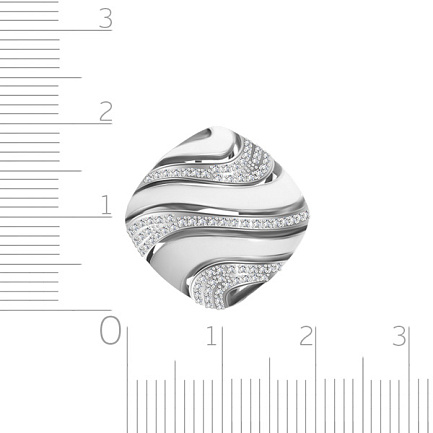 Кольцо из белого золота с бриллиантами, эмалью
