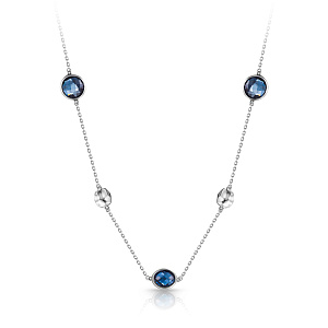 Колье из желтого золота с топазами, плетение якорное