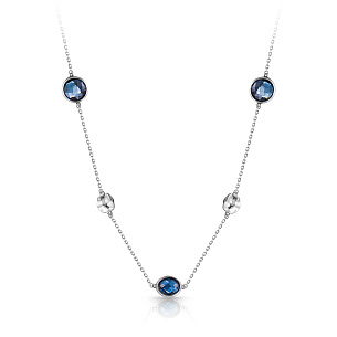 Колье из желтого золота с топазом, плетение якорное