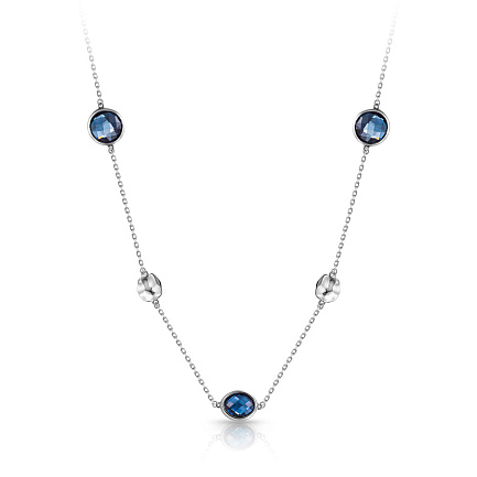 Колье из желтого золота с топазами, плетение якорное